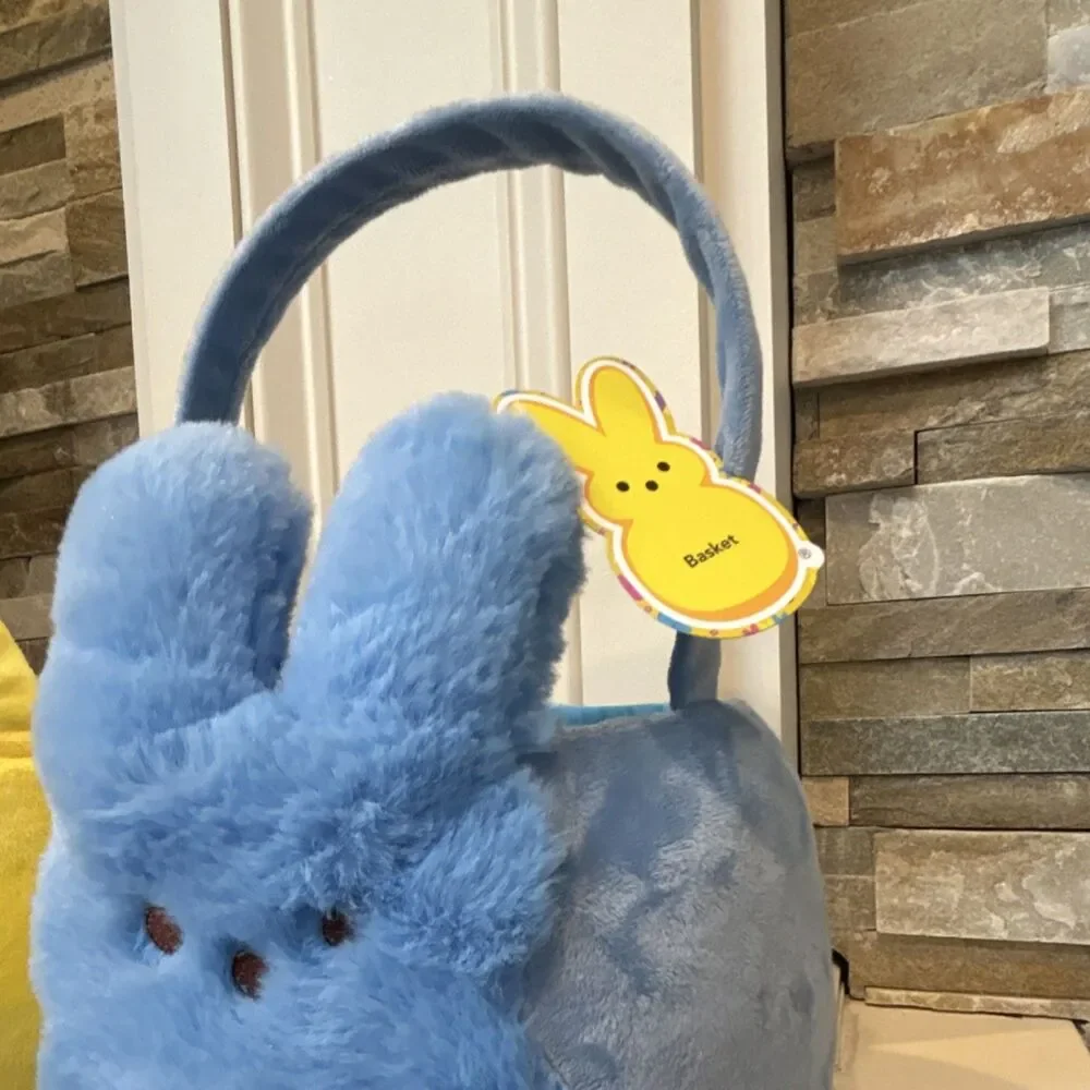 Peeps Plush Bunny Baskets Yellow Blue Set 10x8 in Easter/Candy Themed